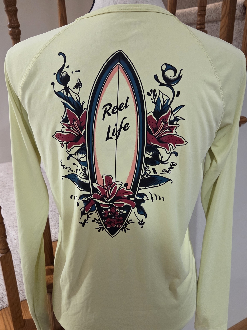 Reel Life Long-Sleeve Graphic Shirt - Light Yellow Size Small